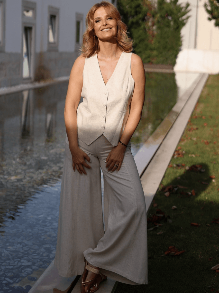 Calças pantalona linho | Spaccio by Cristina - Spaccio.pt