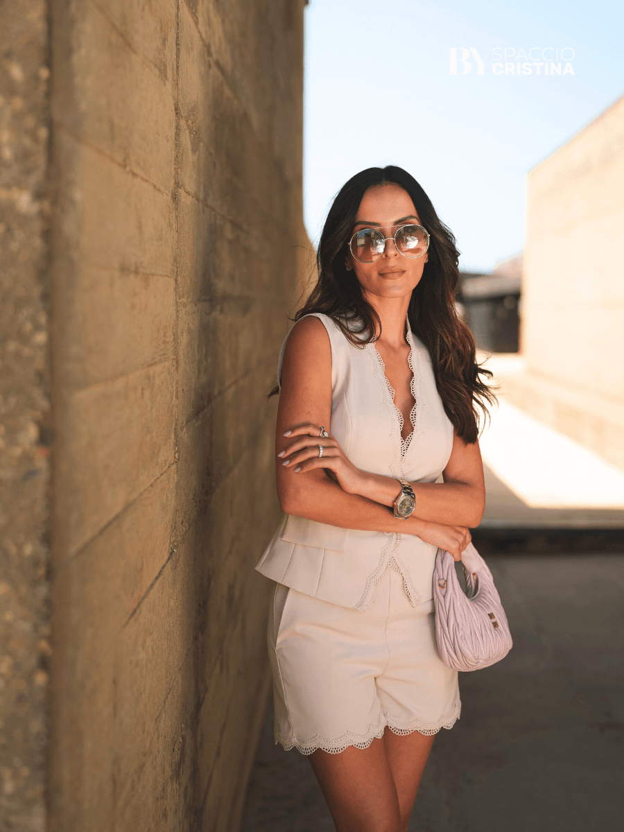 Conjunto colete + calções renda | Spaccio by Cristina - Spaccio.pt