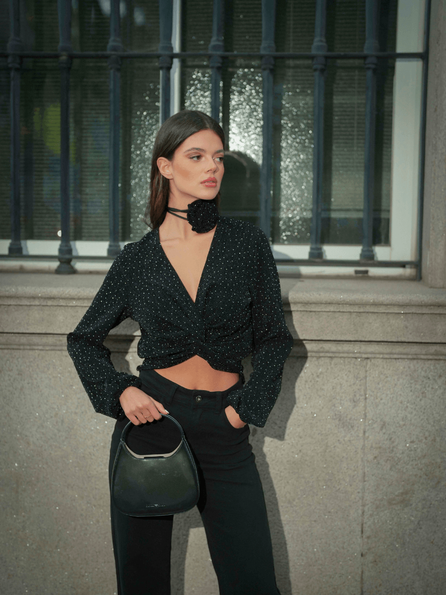 Top com brilho flower | Party Season - Spaccio.pt