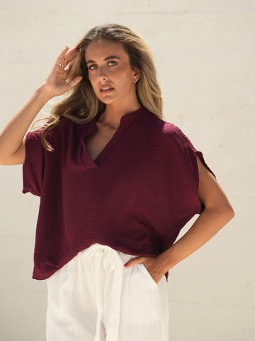 Blusa Fluída Gola Aberta