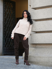 Camisola Gola Alta Flor Texturizada