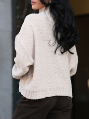 Camisola Gola Alta Flor Texturizada