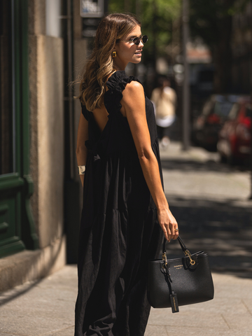 Vestido longo pormenor laço