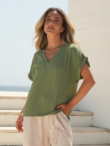 Blusa fluida decote V