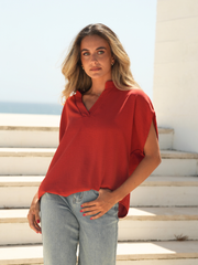 Blusa Fluída Gola Aberta