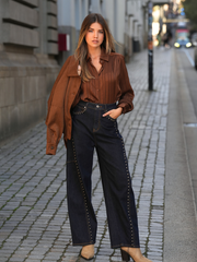 Jeans Wide Leg com Tachas | SPACCIO BY CRISTINA