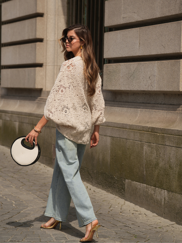 Cardigan croché assimétrico