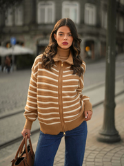 Striped knit coat