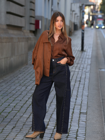 Jeans Wide Leg com Tachas | SPACCIO BY CRISTINA