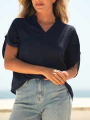 Blusa Fluída Gola Aberta