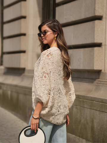 Cardigan croché assimétrico