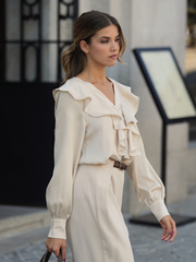 Blusa com folhos texturada | SPACCIO by Cristina