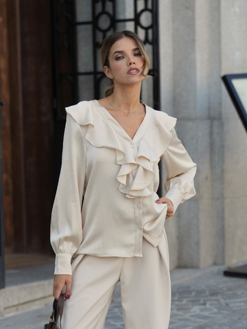 Blusa com folhos texturada | SPACCIO by Cristina