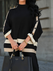 Camisola com Botões e Detalhes Contrastantes