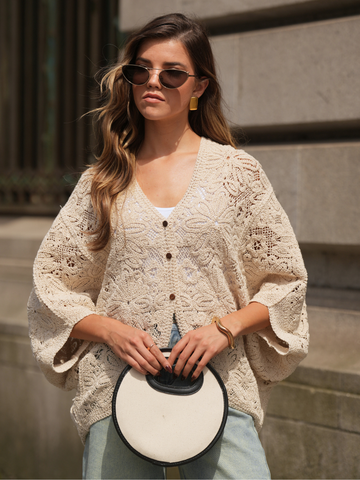 Cardigan croché assimétrico