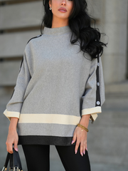 Camisola com Botões e Detalhes Contrastantes