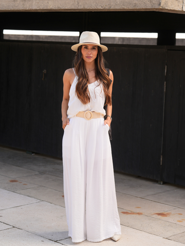 Calças Wide Leg Cintura Alta com Fivela