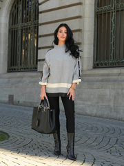 Camisola com Botões e Detalhes Contrastantes