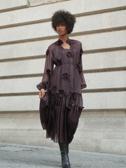 Vestido Longo Texturado com Flores 3D | Spaccio by Cristina
