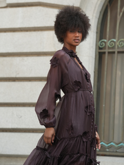 Vestido Longo Texturado com Flores 3D | Spaccio by Cristina