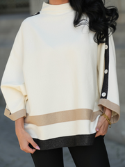 Camisola com Botões e Detalhes Contrastantes