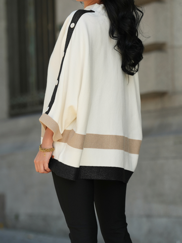 Camisola com Botões e Detalhes Contrastantes