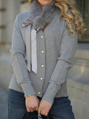 Cardigã com Gola de Pelo removivel