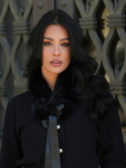 Cardigã com Gola de Pelo removivel