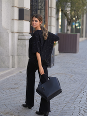 Jeans straight wide pormenor tachas SPACCIO