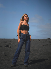 Jeans Wide Leg com Aplicações Florais | Spaccio by Cristina