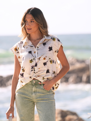 Blusa assimétrica estampada