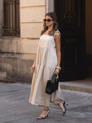 Vestido longo pormenor laço