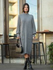 Vestido de malha oversized bolsos