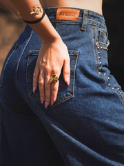 Jeans Wide Leg com Tachas blue | Spaccio by Cristina