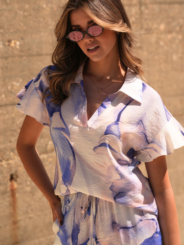 Blusa Estampada em Tecido Texturizado