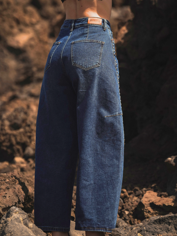 Jeans Wide Leg com Tachas blue | Spaccio by Cristina