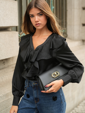 Blusa com folhos texturada | SPACCIO by Cristina