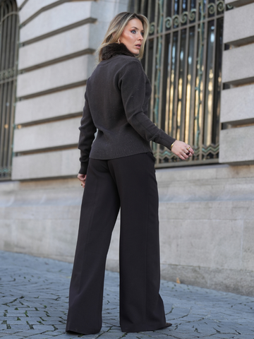 Cardigã com Gola de Pelo removivel