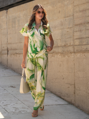 Calças Wide-Leg Estampadas