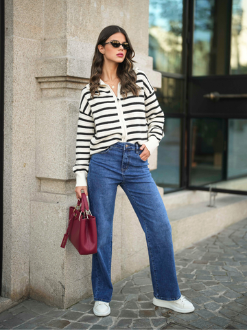 Striped knit coat