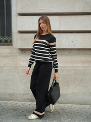 Conjunto Malha Riscas e peças:  Camisola + Calças