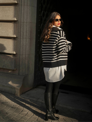 Striped knit coat