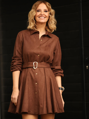 Vestido Camiseiro em Efeito Camurça | Spaccio by Cristina