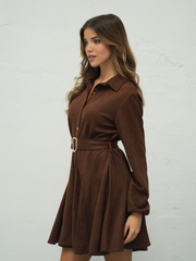 Vestido Camiseiro em Efeito Camurça | Spaccio by Cristina