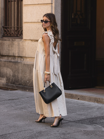 Vestido longo pormenor laço