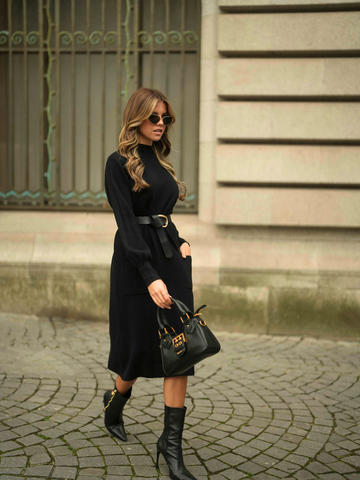 Vestido de malha oversized bolsos