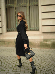 Vestido de malha oversized bolsos