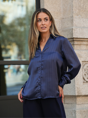 Camisa acetinada listrada brilho SPACCIO