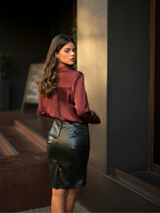 Leather effect pencil skirt