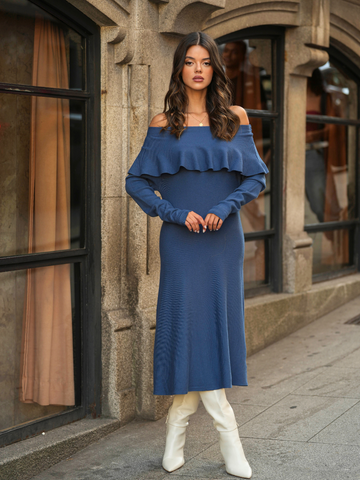 Vestido midi de malla con escote Bardot | Spaccio de Cristina